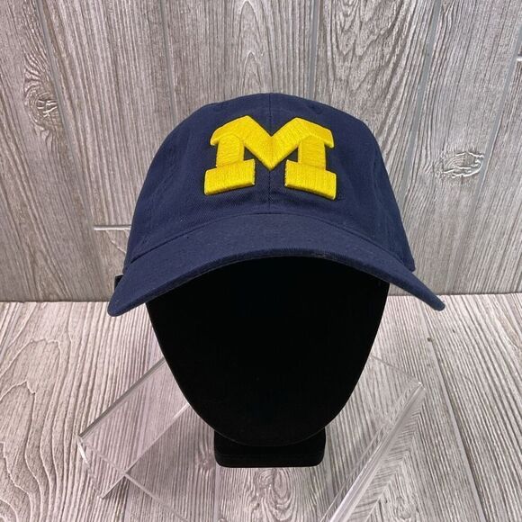 Vintage Y2K Adidas Michigan Wolverines Blue Gold Official Baseball Cap Hat Men's - Picture 2 of 9